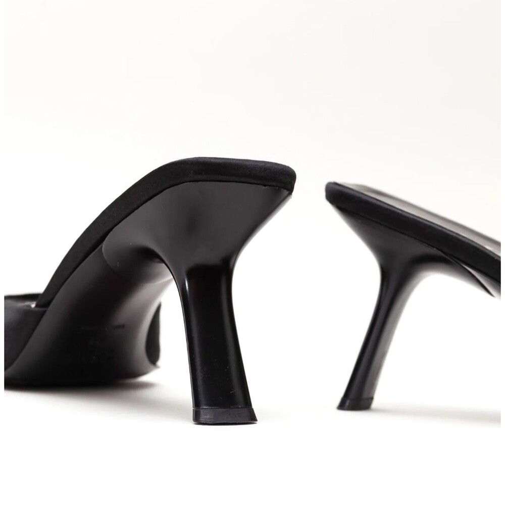PRADA Vintage Tilted Heel Sandals Black Satin EU: 40 US: 10 Sandal Unique Find - Picture 10 of 11